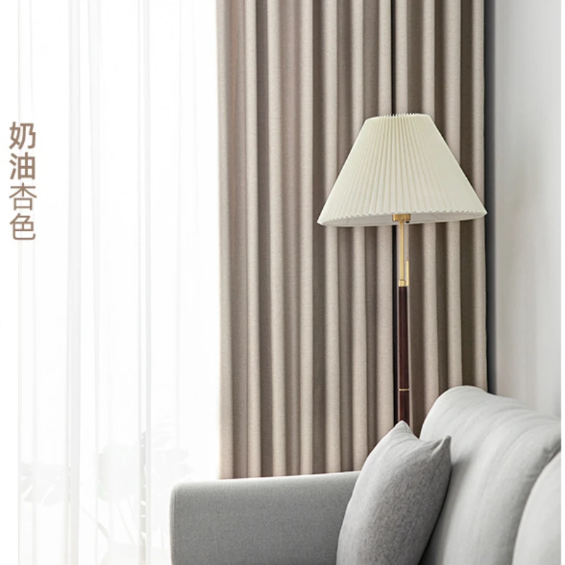 Japanese Style Simple Thickened Blackout Living Room Curtains Windproof Sunscreen Bedroom Curtain Light Luxury Soundproof Drapes