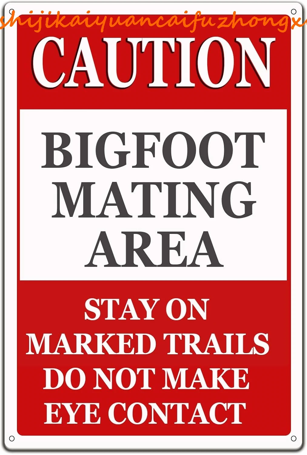 Sasquatch Art Decor Vintage Tin Sign,Caution Bigfoot Mating Area Funny Warning Art Bigfoot Metal Sign Metal Poster for Home Kitc