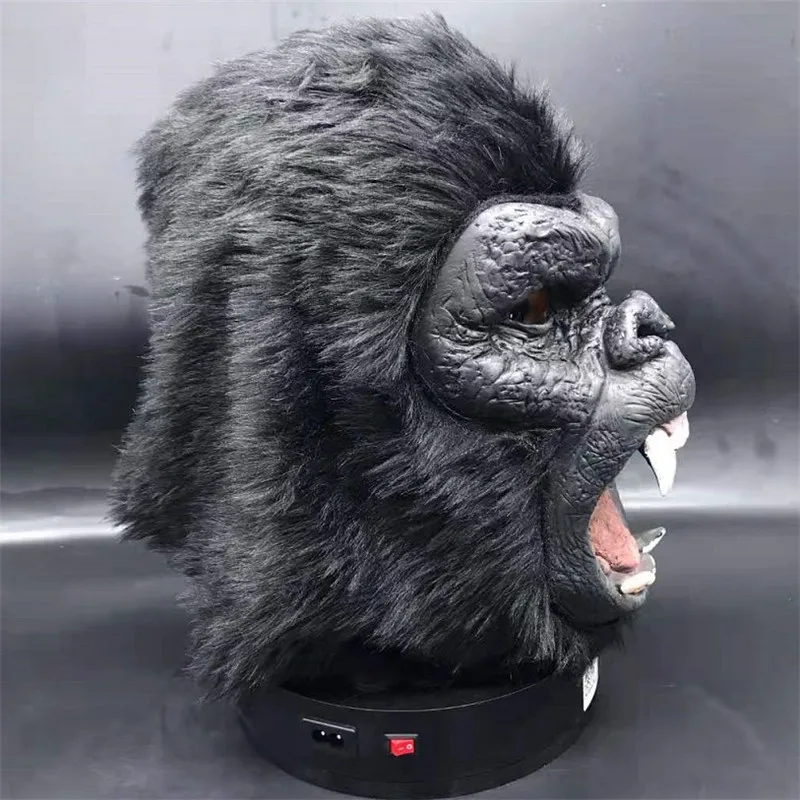 Halloween Gorilla Full Head Mask Latex Black Chimpanzee Lifelike Animal Horror Helmet With Hair Cosplay Costumes Party Props 2