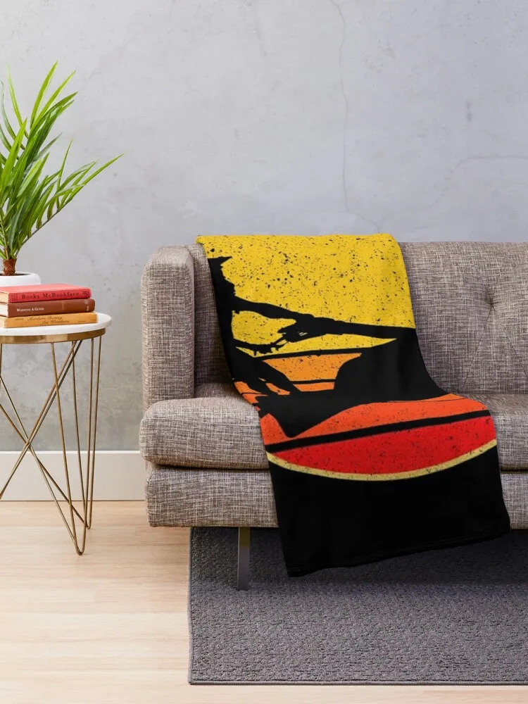 Vintage Retro Jet Water Ski Sunset Water Silhouette Gift Throw Blanket Blanket For Giant Sofa Hair Blanket