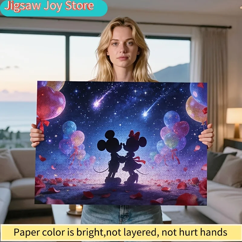 จิ๊กซอว์บอลลูน 2 มิติ 1,000 ชิ้น ลายดิสนีย์ สตาร์รี่ ไนท์ มิกกี้ & มินนี่ โรส |   ของขวัญวันวาเลนไทน์, ของเล่นคลายเครียดสำหรับผู้ใหญ่, ของสะสม
