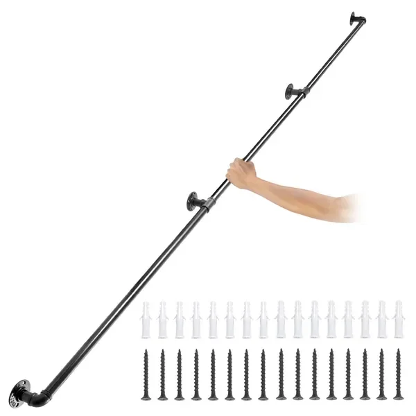 

Pipe Stair Handrail, 9FT Staircase Handrail, 440LBS Load Capacity Carbon Steel Pipe Handrail