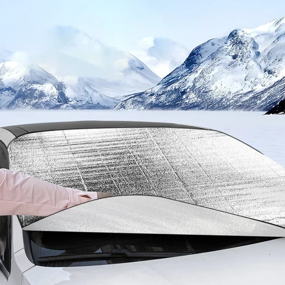 1pc 200*70CM Multi-Season Reflective Silver Ribbon Car Sunshade Fits Most Windscreens Protects From Sun & Snow & Foldable Design