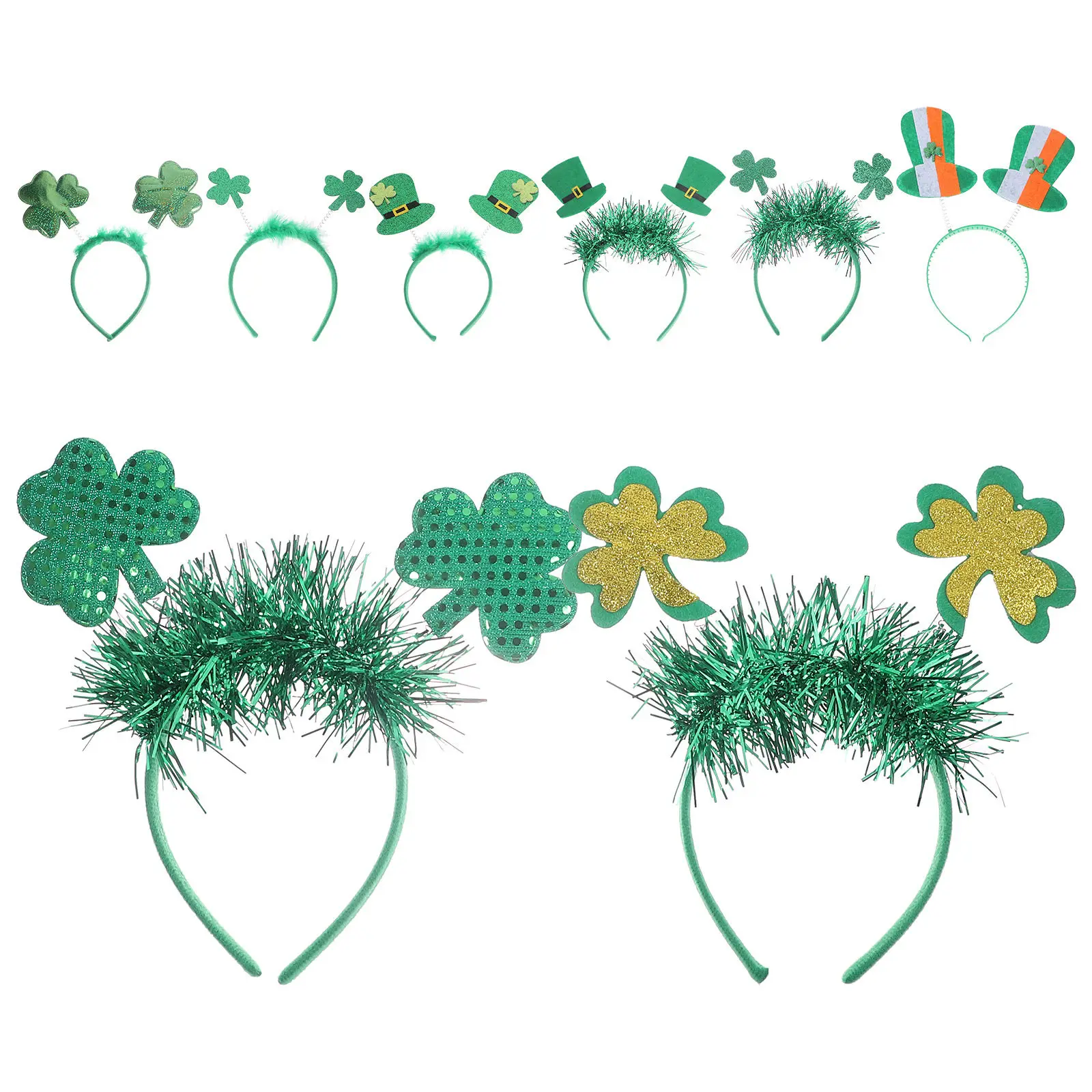 

8Pcs Shamrock Headband St Patrick Hairband Soft Comfortable Party Accessories Holiday Decoration Shamrock Headband