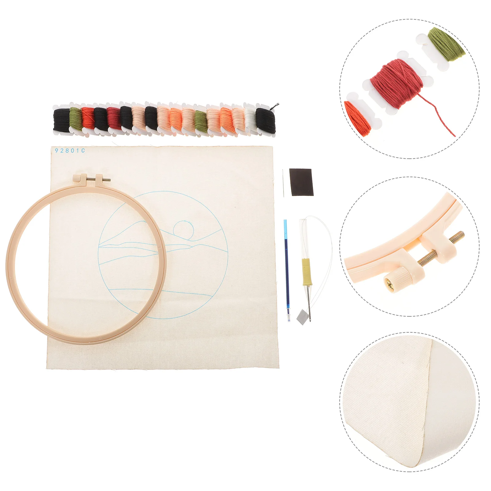 

Punch Needle Embroidery Kit Beginner Cross Stitch Kits Plastic Needle DIY Crafts Tools Kids Adults Easy Use Beautiful Patterns