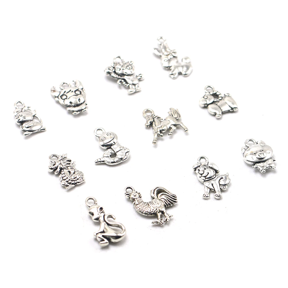 

50pcs Alloy Zodiac Necklace Accessories Charm Pendant For Diy Jewelry Making Keychain Decorative Cosplay Costume Gift Durable