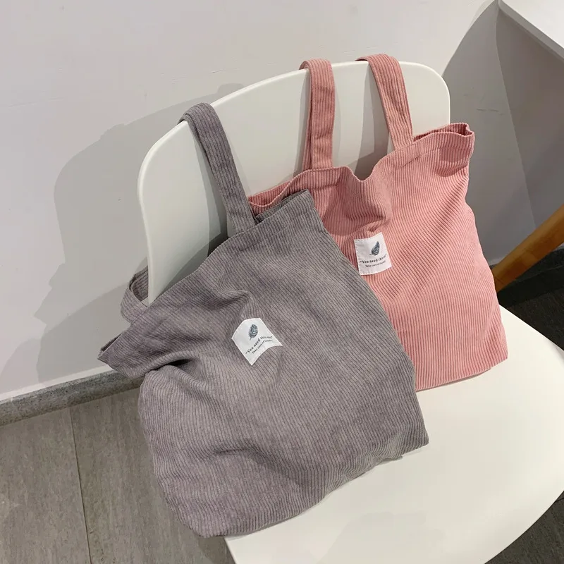 

Corduroy shoulder bag, Baita student handbag, 202 new casual shopping bag, women's tote bag