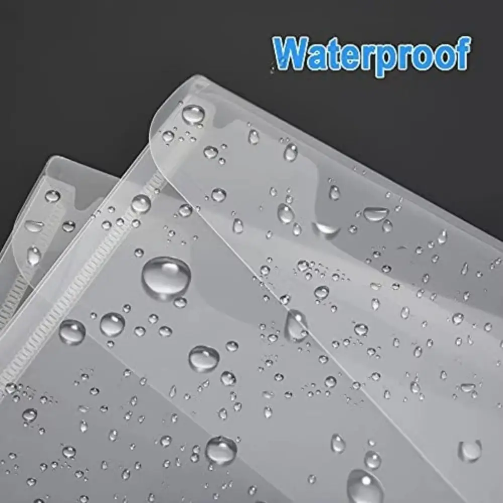 

1Pcs with Label Pocket A4 Binder Pocket Clear Snap Button Document Files Folders Plastic Transparent Envelope Popper Wallets