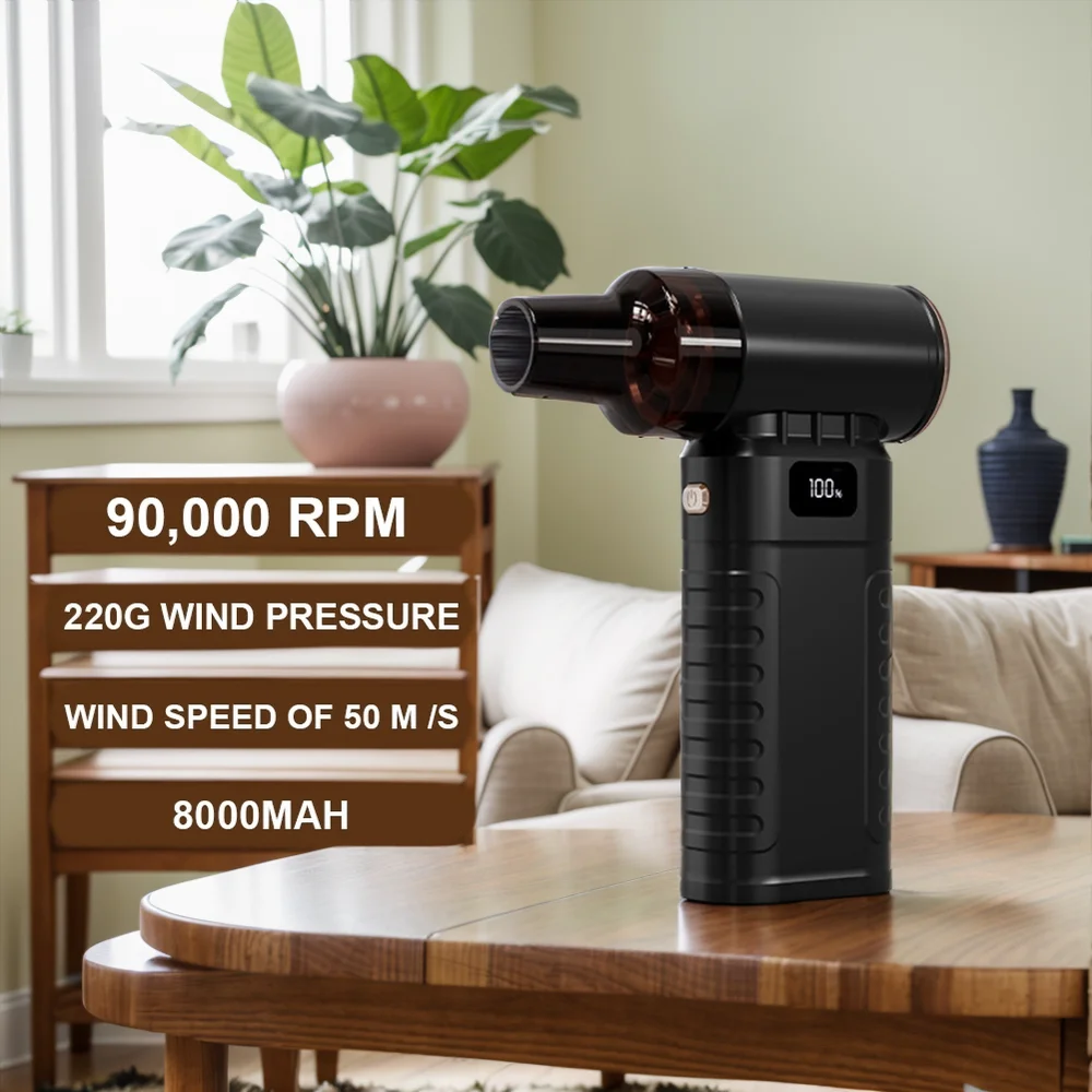 

90000RPM Mini Turbo Jet Fan Electric Air Duster Adjustable wind speed Turbo Violent Blower Rechargeable with Light Car Cleaning
