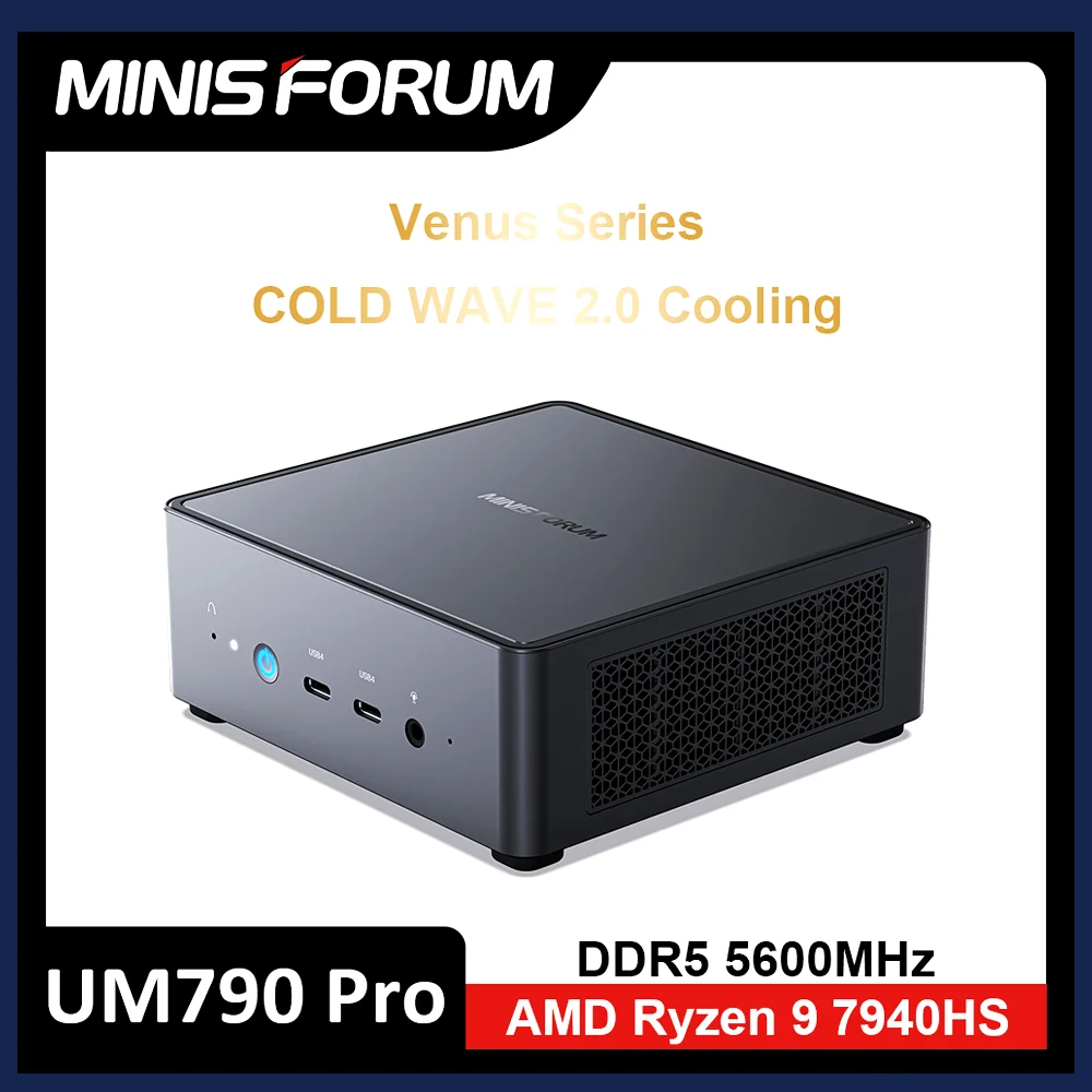 MINISFORUM 데스크탑 컴퓨터 미니 PC, UM890 UM880 UM790 프로 XTX 게이밍 PC, Ryzen 9 7940HS 8945HS 2 * DDR5 5600MHz 2 * PCIE WiFi6 Win11