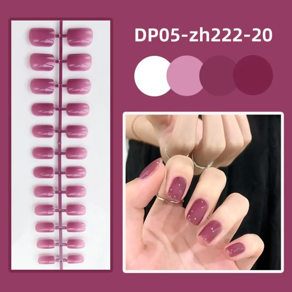 24pcs Detachable Short Square Head False Nails Solid Color Ballerina Press Wearable False Nails Full Cover Manicure Tool