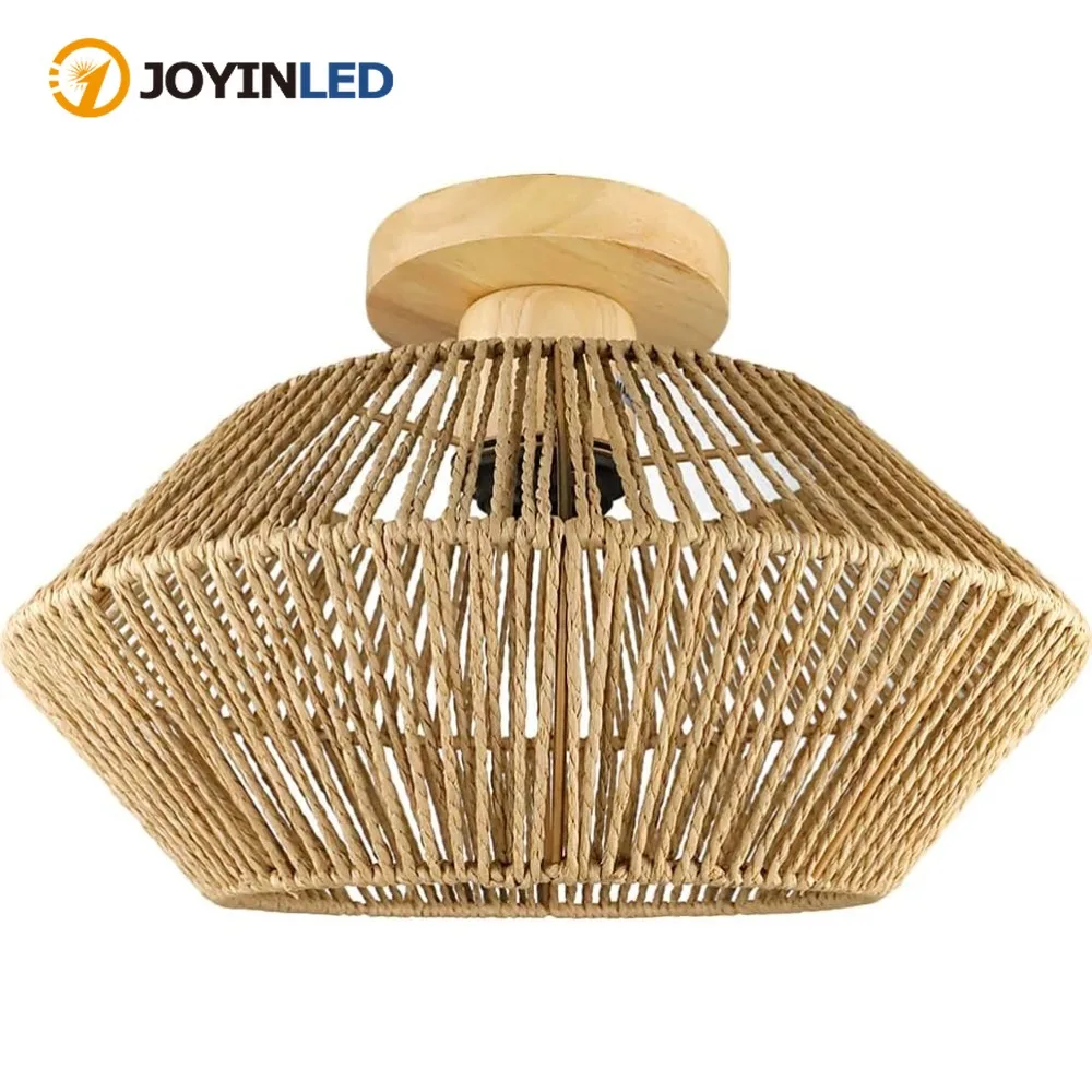 JOYINLED Boho Rattan Ceiling Lights 32CM Wicker Chandeliers Ceiling Light for Bedroom Kitchen Living Dining Room Hallway E27