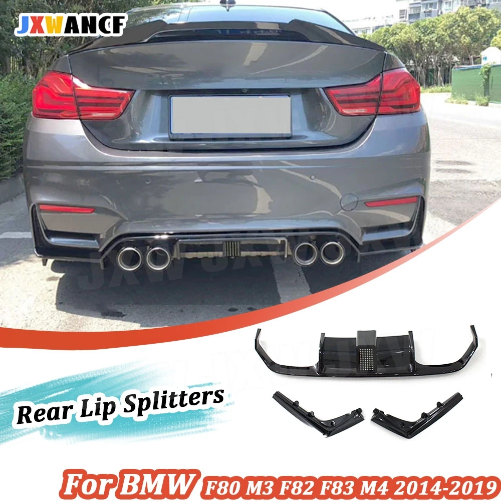 

JXWANCF Rear Diffuser Spoiler With LED Light Side Splitters Canards Flaps Car for BMW F80 M3 F82 F83 M4 2014-2019