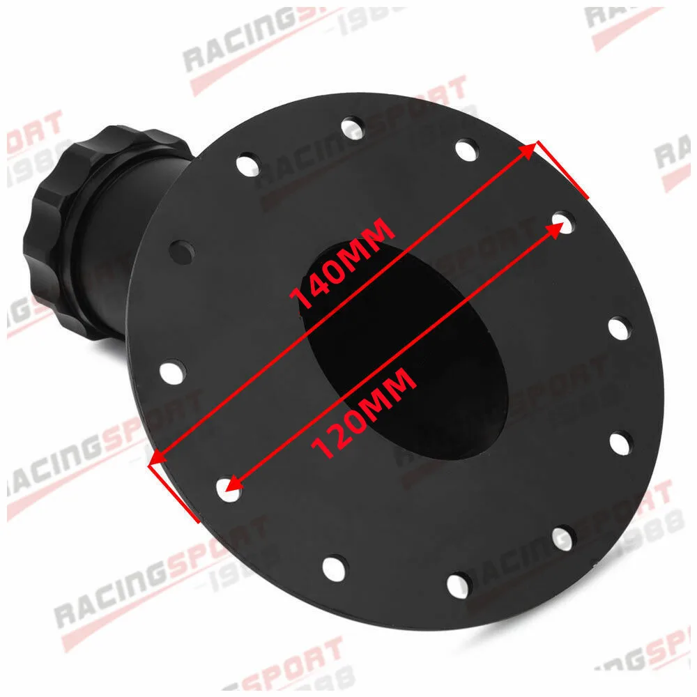 

Fuel Cell Fast Fill Filler Neck 45 Degree 12 Bolt Flange Billet Aluminum Black