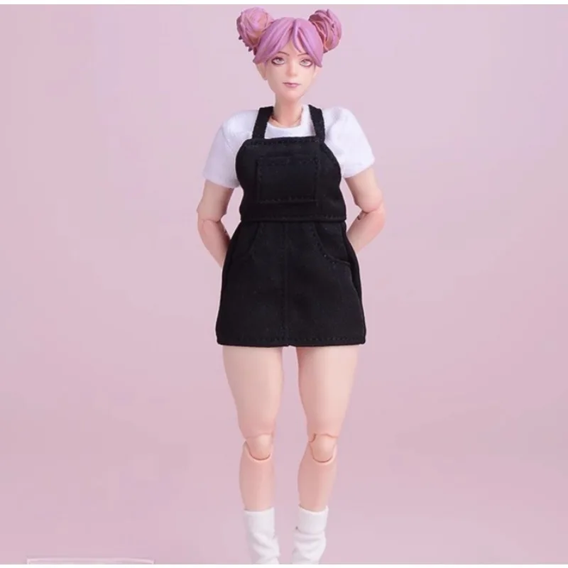 1/12 Scale Female Pleated JK Skirt Short Sleeve T-shirt Long Pants Trousers Suspender Dress Clothes Model Fit 6" Action Figure