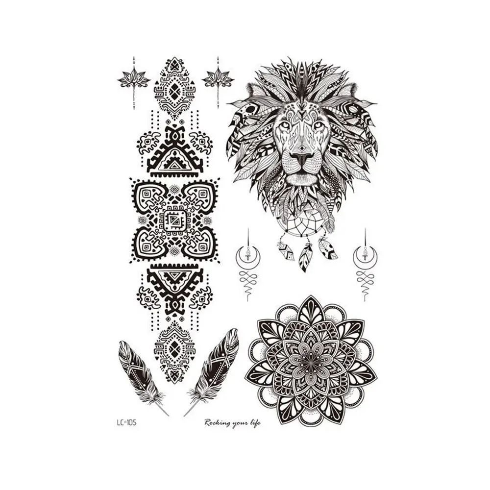 DIY Water Transfer Decals Brown Mehndi Stickers Body Art Sticker Black Stickers Temporary Tattoo Henna Tattoo