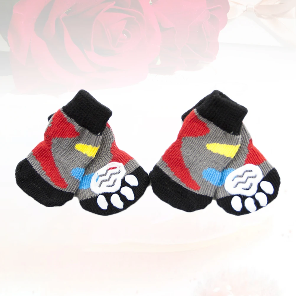 

4Pcs Durable Soft Cotton Pet Socks Anti Slip Large Stretch Stockings for Puppy Dog Protection from Snow Ice Salt