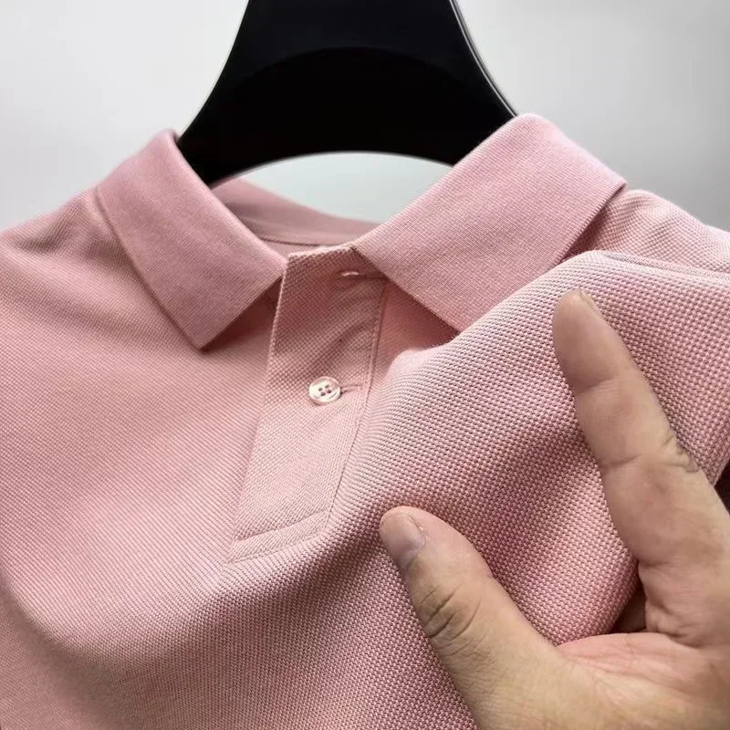 Herren Sommer Kurzarm Golf Poloshirt mit Kragen, einfarbig, atmungsaktiv, für Büro, Sport, Freizeit, hochwertige Herrenbekleidung – Detail 6