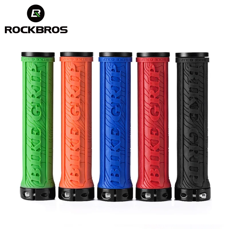 ROCKBROS Bicycle Grips MTB Bike Grips TPR Rubber Handlebar 3D Anti-slip Handle Grip Lock Bar End Cycling Parts Bike Accessories