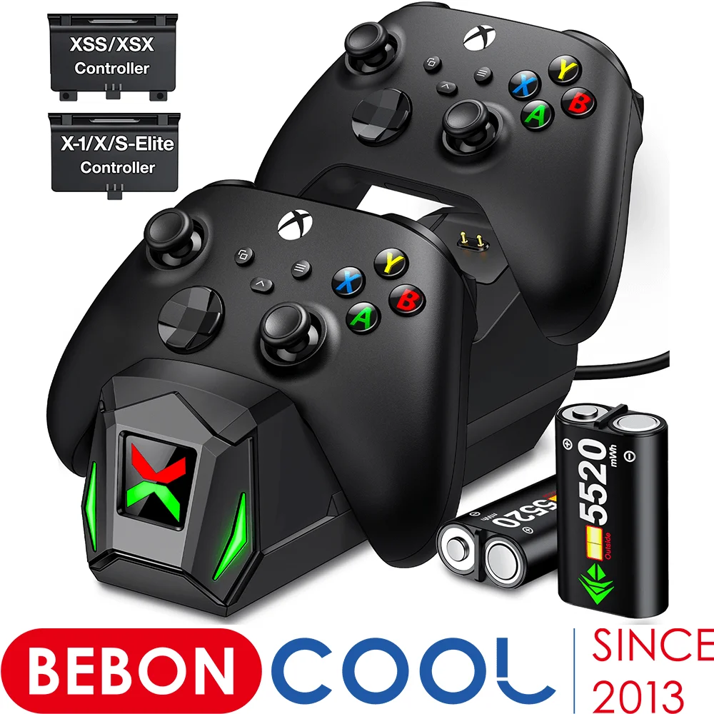 

BEBONCOOL Charging Dock for Xbox one Controller 2X5520mWh Batteries for For Xbox Series X/S/Xbox One S/X Gamepad Charger