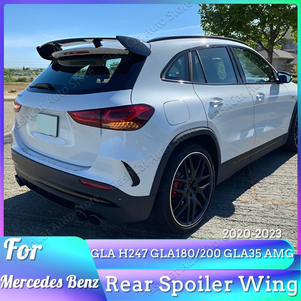 For Mercedes Benz GLA Class H247 GLA180 200 250 GLA35 AMG 2020-2023 Rear Sport Spoiler Wing Styling Exterior Part Gloss Black