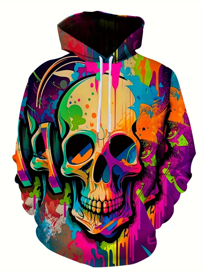 3D Print Blood Graphic Hoodies For Man Novelty Terror Print Halloween Pullover Sweatshirt Clothes Mens Plus Size Sport Tracksuit