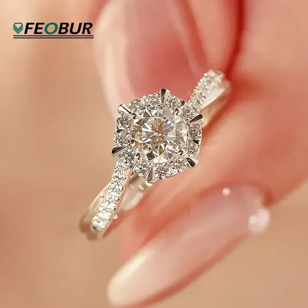 GRA-Bague de fiançailles en argent regardé 925 pour femme, diamant de laboratoire, bras torsadé, bande de promesse de mariage, ignorez Moissanite, 1ct