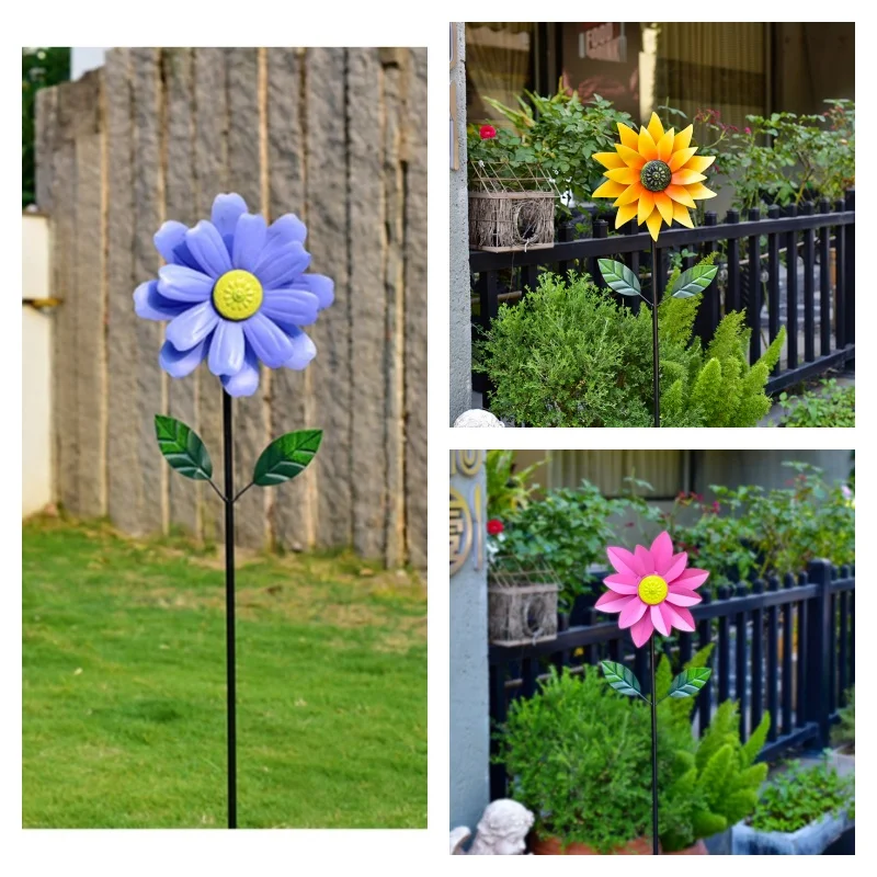 

Metal Rotating Sunflower Windmill Sunflower Wind Spinner with Stake Standing Lawn Flower Pinwheel Outdoor Garden Yard Decoration