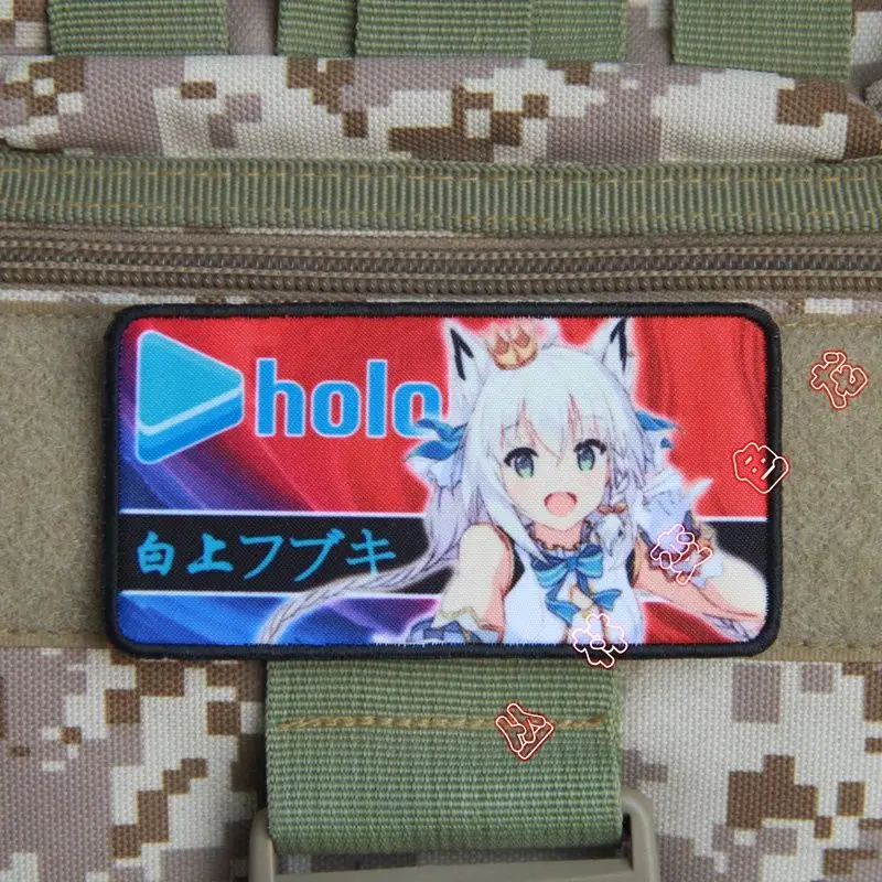 Hololive Vtuber Shirakami Fubuki Minato Aqua Anime Armband Patch Cosplay Backpack Applique Decoration Patches Clothing