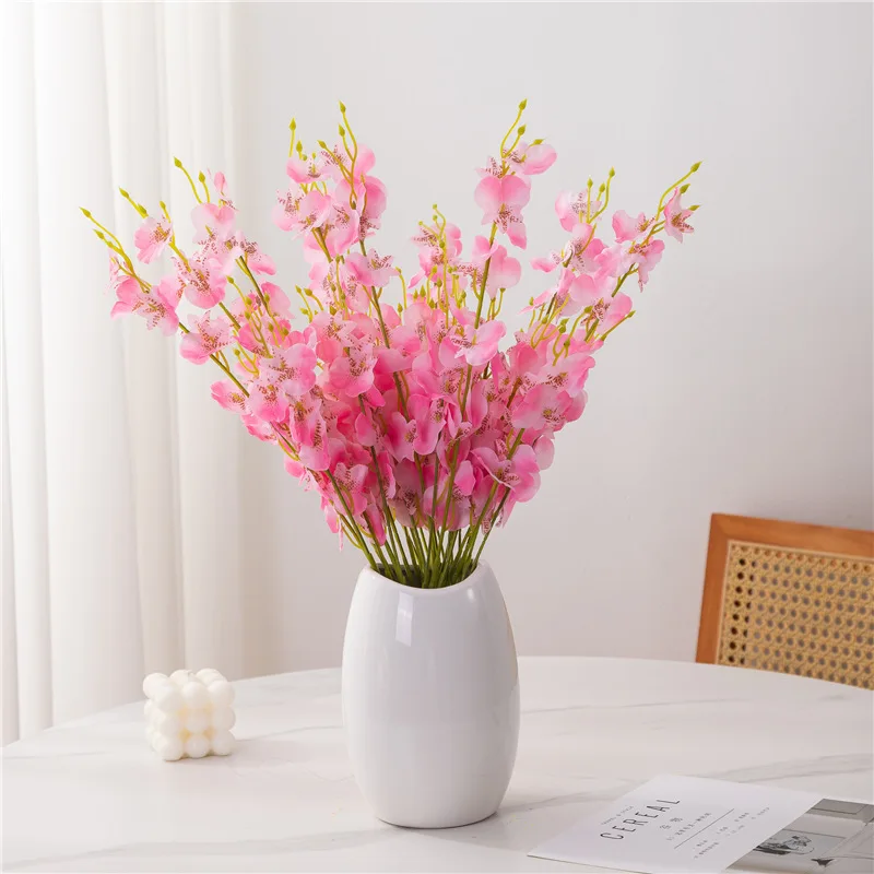 5 PCS Artificial Flower Dancing Orchid Bouquet for Home Living Room Wedding Decorative Dried Fake Flowers Decoration