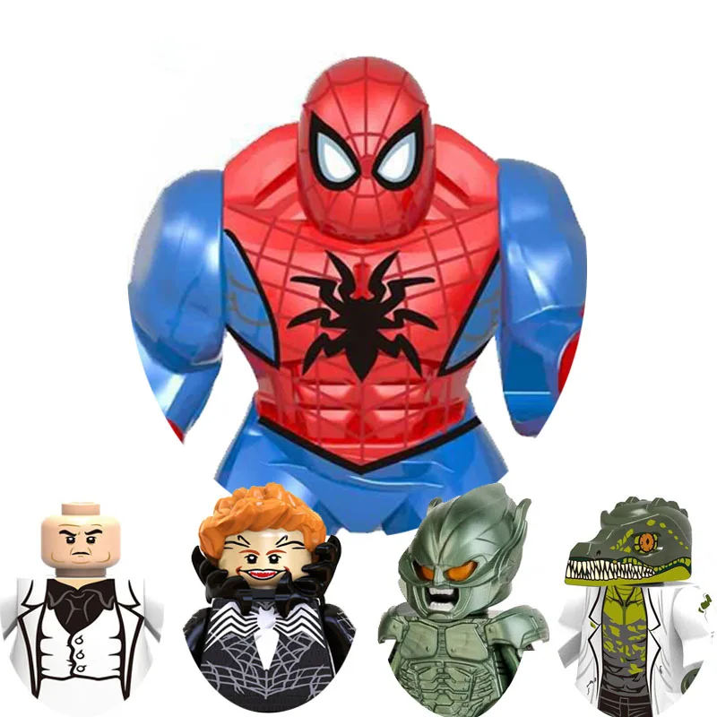 Big Sale!! The Amazing Character Green Goblin Lizard Man Doc Ock Model Building Blocks Enlighten Action Figure Toys For Children