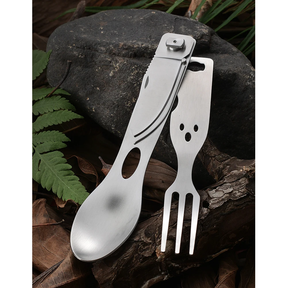 

Multipurpose Outdoor Cutlery Combination 3 in 1 Meal Tool Detachable Head Stainless Steel Fork Spoon Knife Portable Camping
