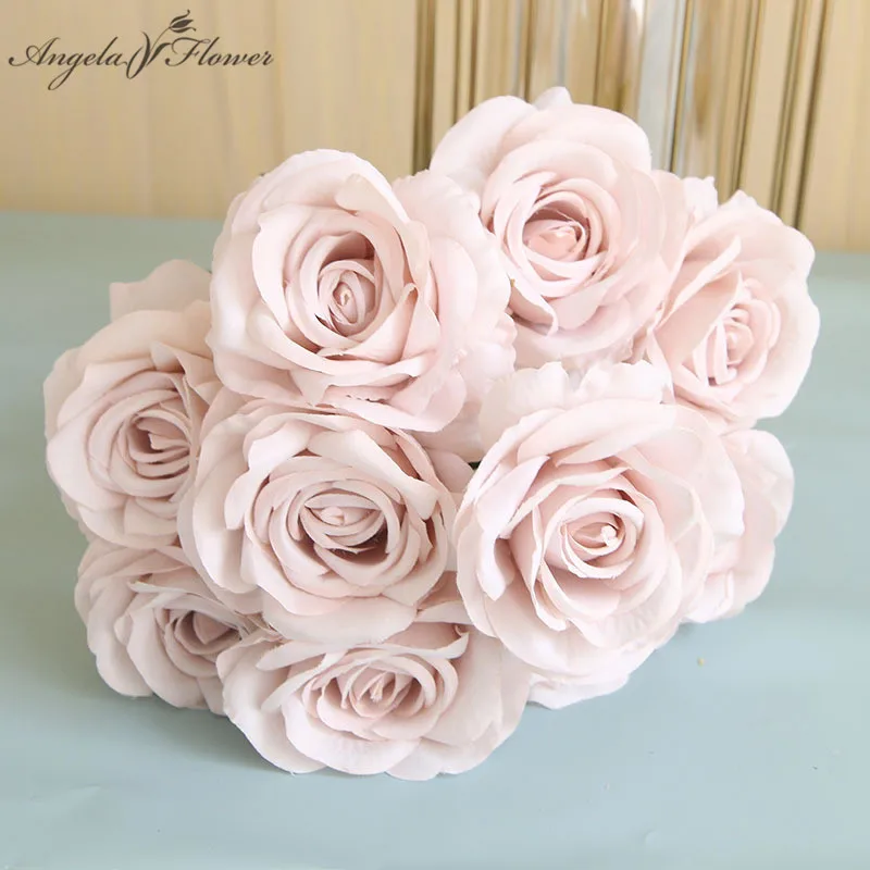 

10 Heads/Bunch Artificial Rose Bouquet Bride Holding Flowers Wedding Floral Arrangement Accessories Room Home Decor Photo Props