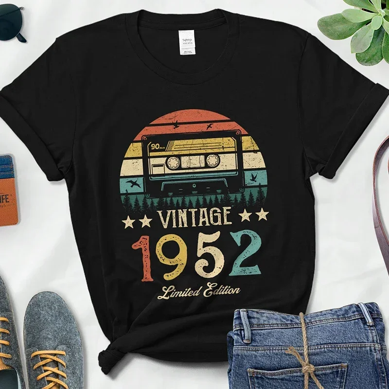 Vintage 1952 Limited Edition Women T Shirt 73rd 73 Years Old Birthday Mother Grandmother Gift Cotton Black T-shirt Ladies Top