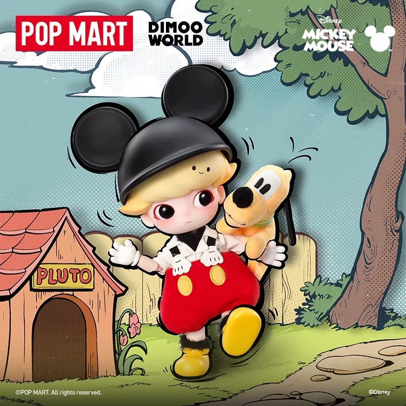 

Official Authentic Pop Mart Dimoo Mickey 1/8 Scale Posable Action Figure Doll blind box With Pluto Disney Collectible Toy Gifts