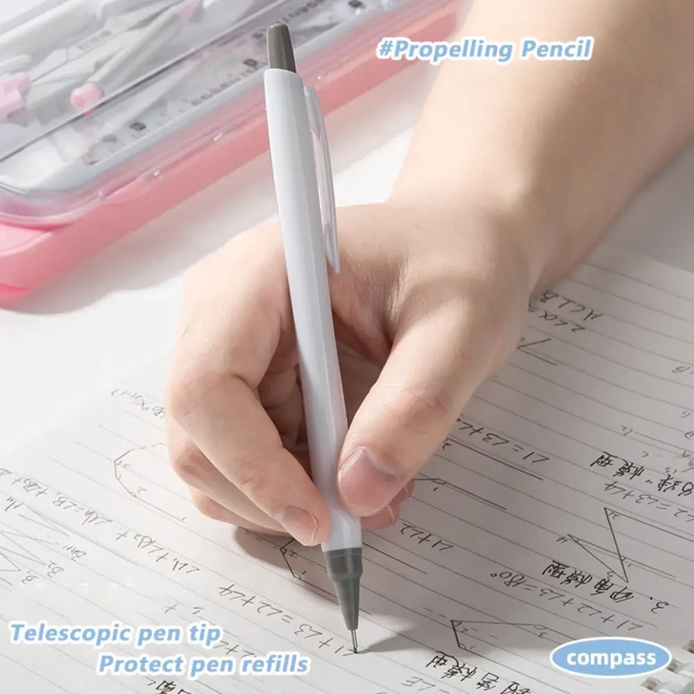 9PCS/Set Plastic Ruler Compasses Set Propelling Pencil Photochromic Protractor Set Square Straight Ruler Drawing Tool