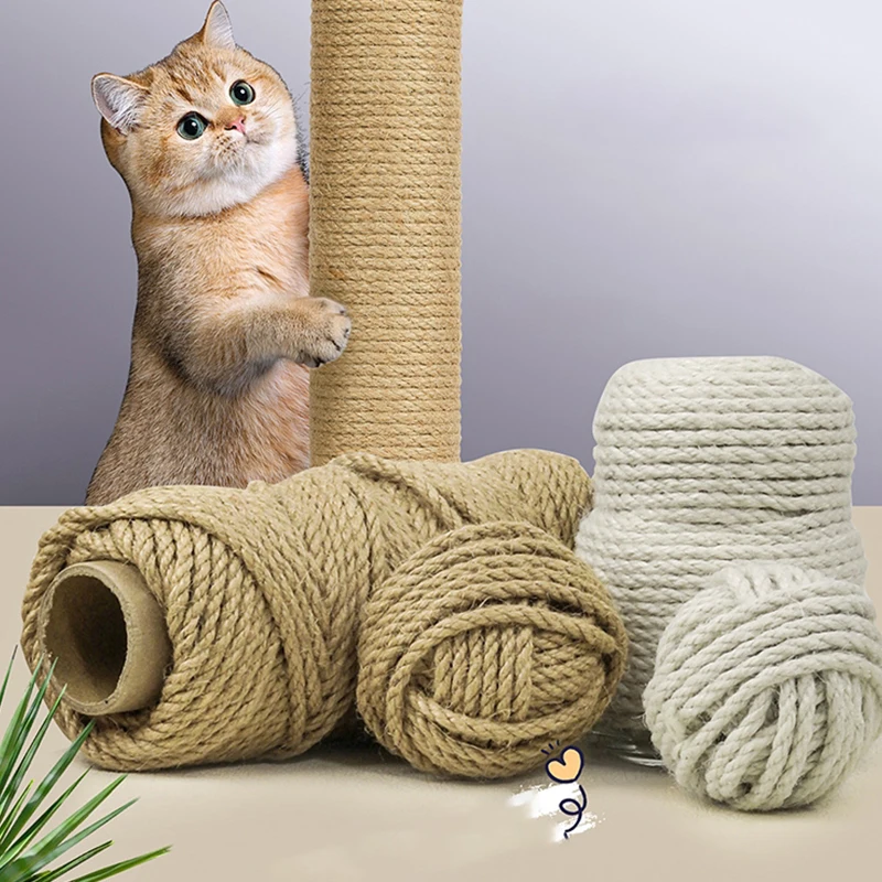 

4/6/8 мм DIY натуральный сизалевый канат для кошачьего когтеточка, шариковая игрушка, кошачья лапа, коготь, защита для мебели, ручная работа, альпинистская рама