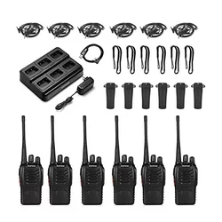 6 uds Baofeng BF-888S Walkie Talkie banda Dual portátil de largo alcance en espera UHF 400-470MHz USB Ham Radio bidireccional para caza