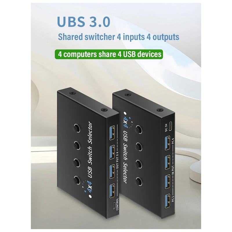 USB 3.0 Switch KM Selector 4 Computer Laptop PC Host Sharing 4 USB Devices KVM Switcher Box Share Printer Mouse Keyboard