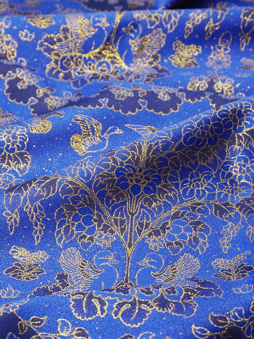 Tang style  flower tree original restoration of goose-patterned brocade satin Tang Hanfu fabric