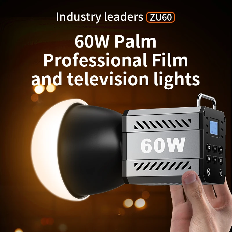 

ZU60 60W Mini COB Video Light 2700-6500K Bi-Color LED Studio Light with App Control Photography Lighting for Outdoor Shooting