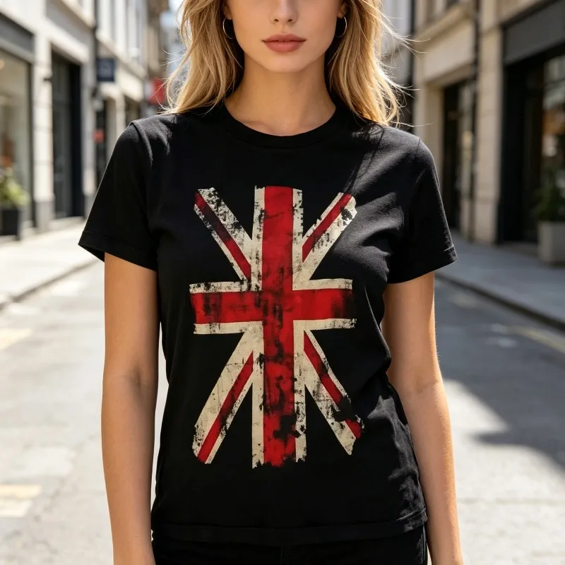 Union Jack Graphic Tshirt Vintage UK Flag Print Unisex Short Sleeve Casual Tee Top  T-shirt