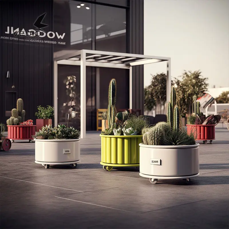 Outdoor metal flower box combination Commercial street Outdoor movable flower slot