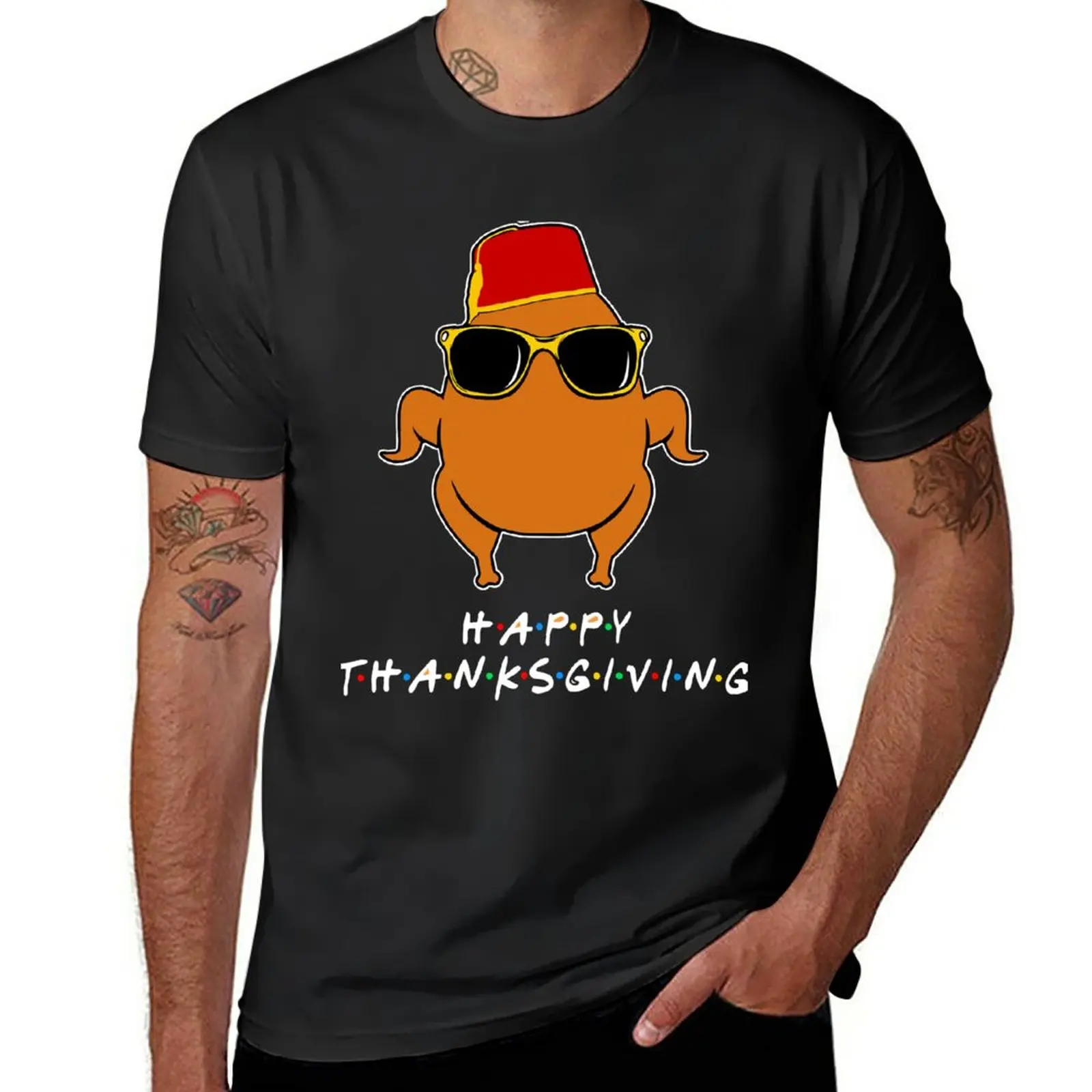 

Thanksgiving For Friends Funny Turkey Sweatshirt T-Shirt graphics t shirt heavyweight t shirts men workout shirt