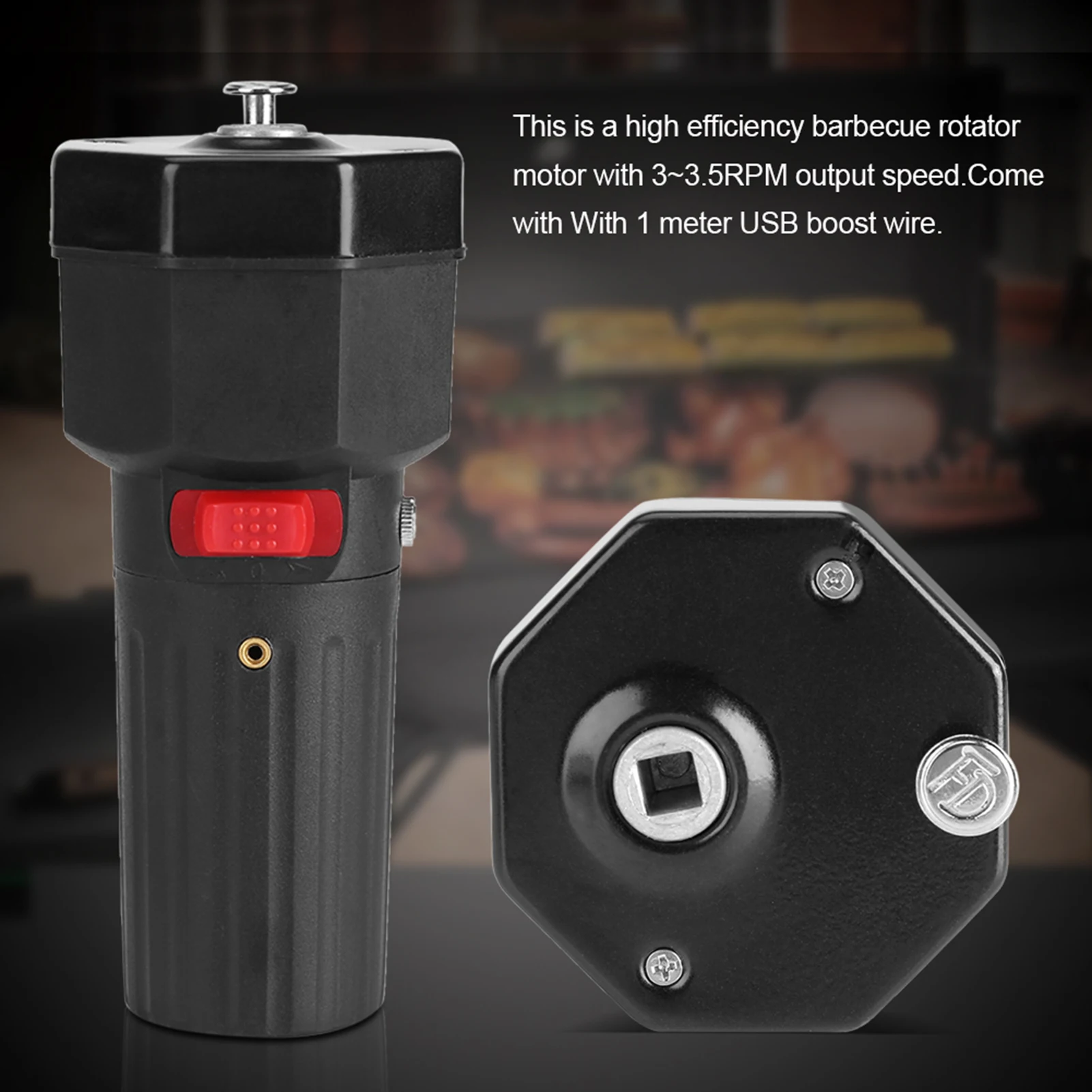 5V Solid Construction Barbecue Grill Rotator Motor BBQ Holder Roast Bracket with USB Boost Wire