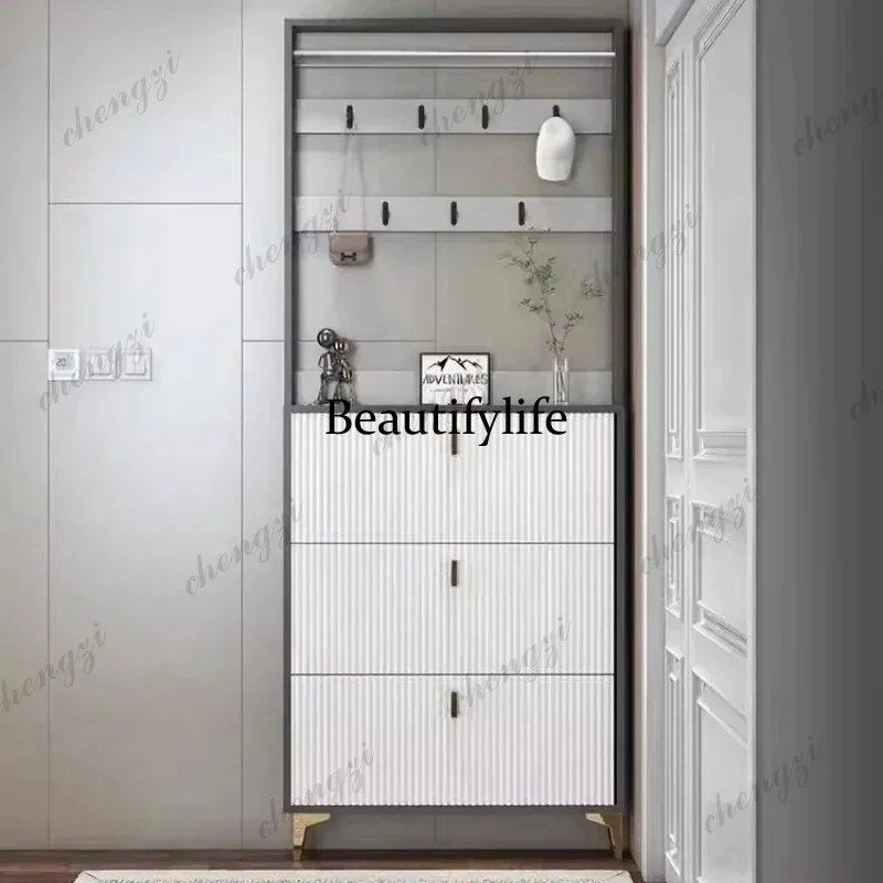 F4567 Modern Tall Wooden Shoe Cabinet Italian Style Storage Organizer Shoe Rack Display Space Saving Zapatero Tela Furniture Hom