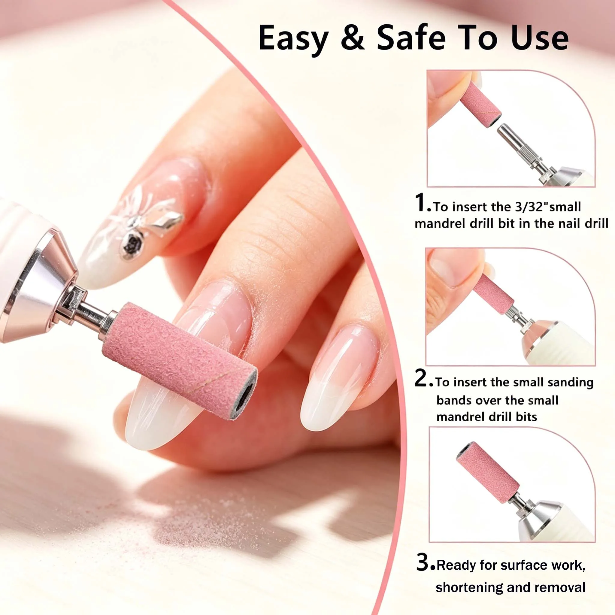 50pcs Sanding  Bands For Electric Manicure Machine, With Mandrel,80/150/180/240 Grit Nail Drill Grinding Bit Files Pedicure Tool view 4