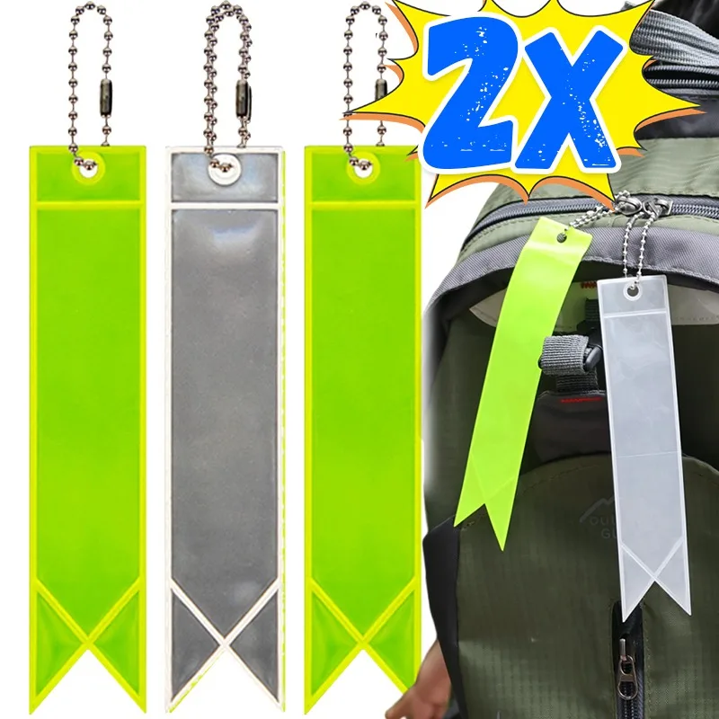 High Visibility Reflective Safety Tag For Bicycle Backpack School Bag Night Cycling Warning Strip Hanger Keyring Pendant Strap