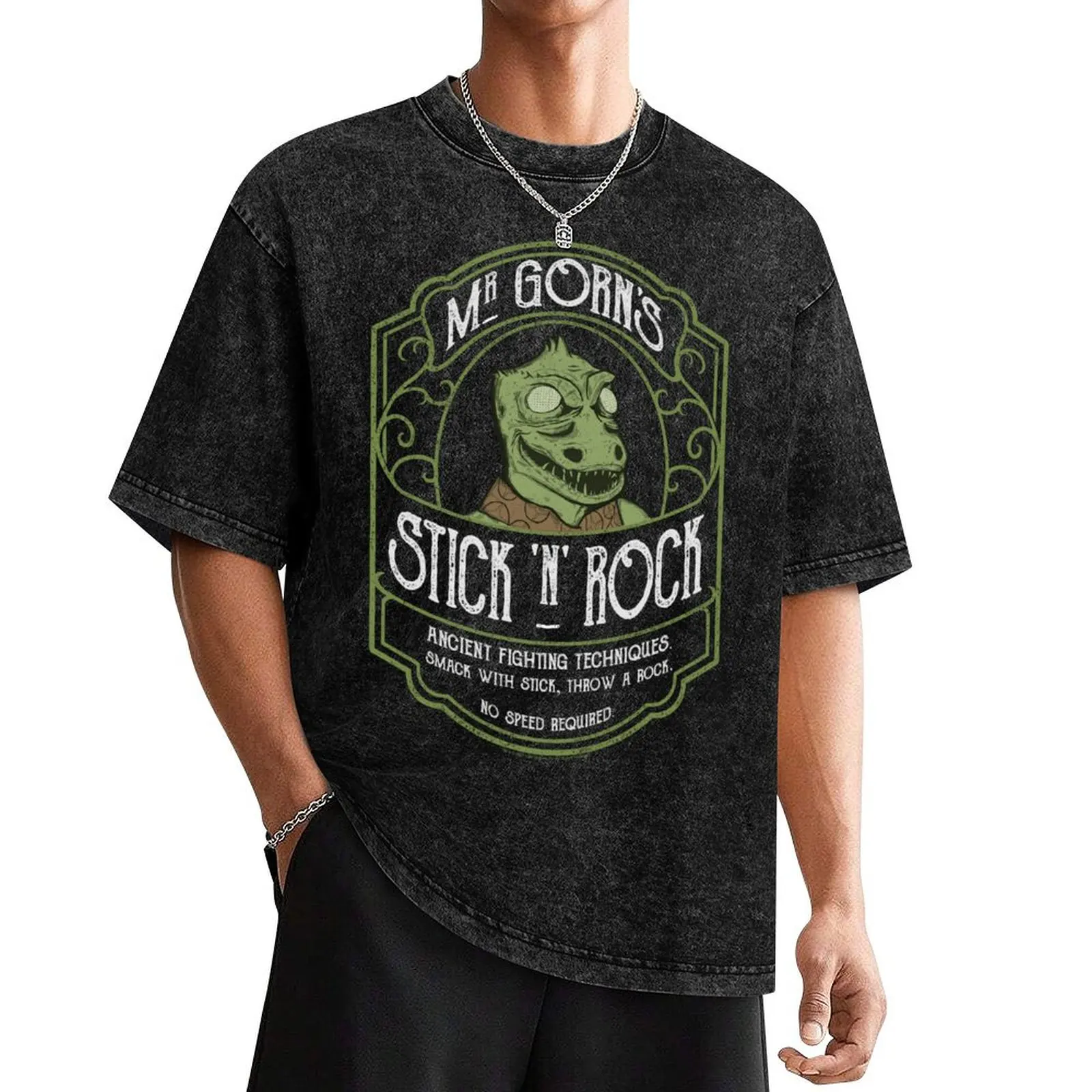 

Star Trek: The Original Series Mr. Gorn's Stick 'n' Rock Vintage Logo T-Shirt summer 2025 mens clothing