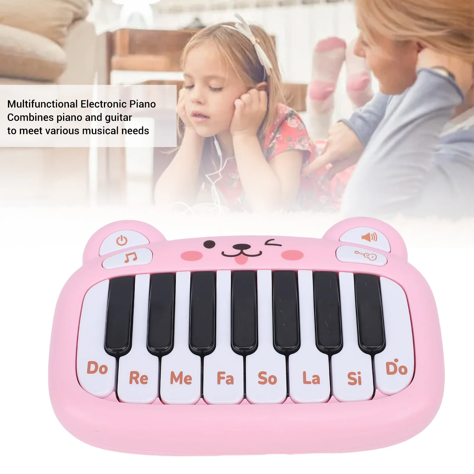 Baby Piano Toy Pocket Sized Battery Powered Toddler Piano Keyboard Musical Toy with Realistic Sound
